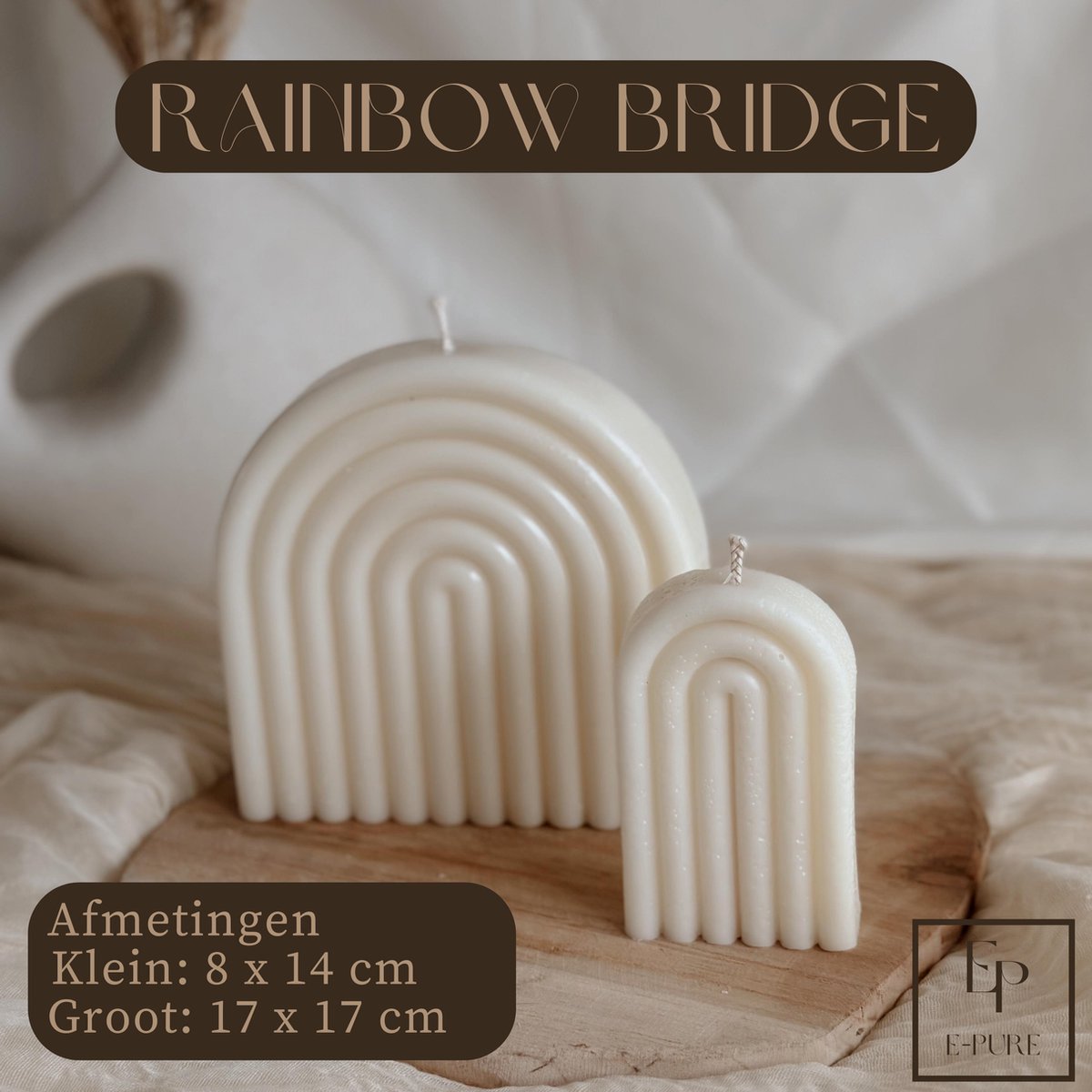 E Pure Candles - Handgemaakte Stompkaars - Rainbow Bridge Klein