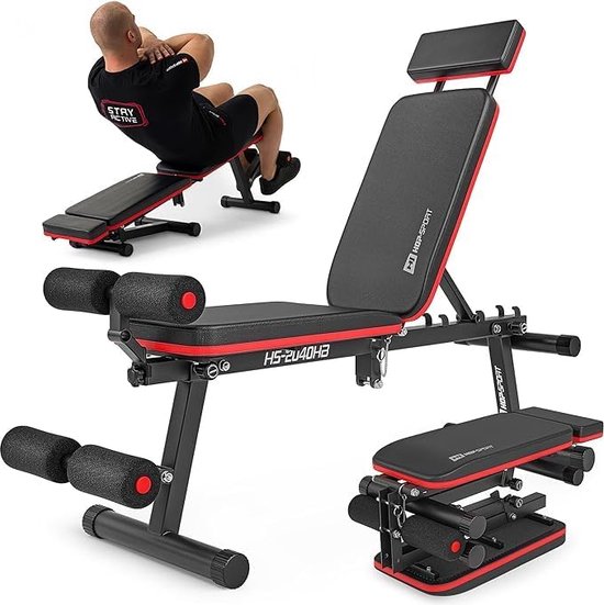 Set MS36_2.0_83KG | Dubbele Verstelbare Trainingsbank Portaalstatieven Bidstang Bankdrukken Heffen Set Handgrepen En Gewichten 83 Kg Marbo Sport