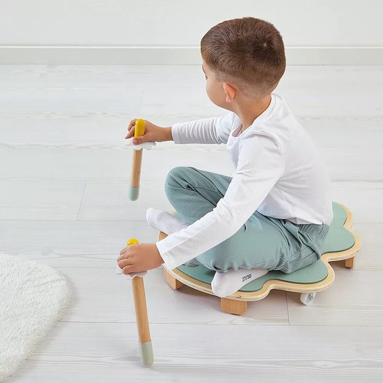 Janod Sweet Cocoon - Rijdend Blad - Het Eerste Skateboard Voor Kinderen - Inclusief 2 Houten Stokken Om Te Leren Sturen - Stimuleert Kinderen Om Evenwicht, Coördinatie En Beweging Te Leren - Geschikt Vanaf 4 Jaar van Janod — afbeelding 2