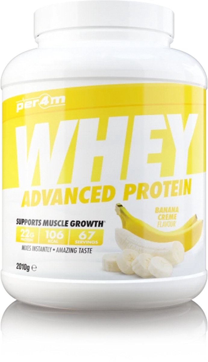 Goedkoopste Per4m - Advanced Whey Protein - Banana Cream - Proteine poeder - Eiwit shake - Eiwitpoeder - 2.01kg - Whey Protein - Eiwitshakes - Whey Proteine - Protein - Proteine - Proteine Shake - Shake - Fitness - Krachttraining - Gym