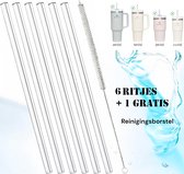 Klikkopers® - Accessoires - 6 Stuks Herbruikbare Rietjes - 20/30/40 oz - Transparante Rietjes met 1 Gratis Reinigingsborstel