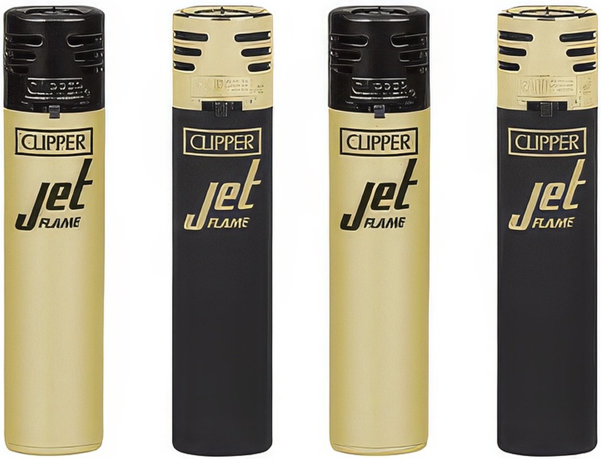 Goedkoopste Clipper JetFlame CKJ11 Aanstekers Black/Gold (4 Stuks