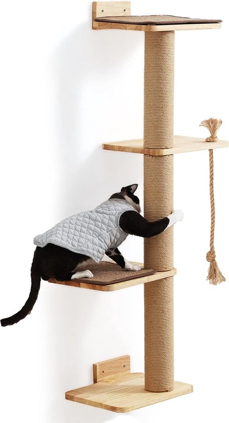 FUKUMARU Kat Klimmen Plank Muur Gemonteerd, Vier Stap Kat Trap Met Jute Krabben Voor Katten Baars Platform Supplies,links-naar-rechts