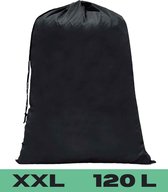 Waszak XXL - 90x60cm - Zwart - Met Trekkoord - Polyester - Laundry Bag - Vuile Was Zak