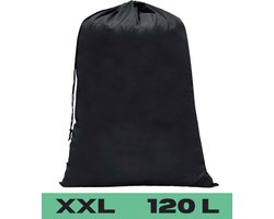Waszak XXL - 90x60cm - Zwart - Met Trekkoord - Polyester - Laundry Bag - Vuile Was Zak