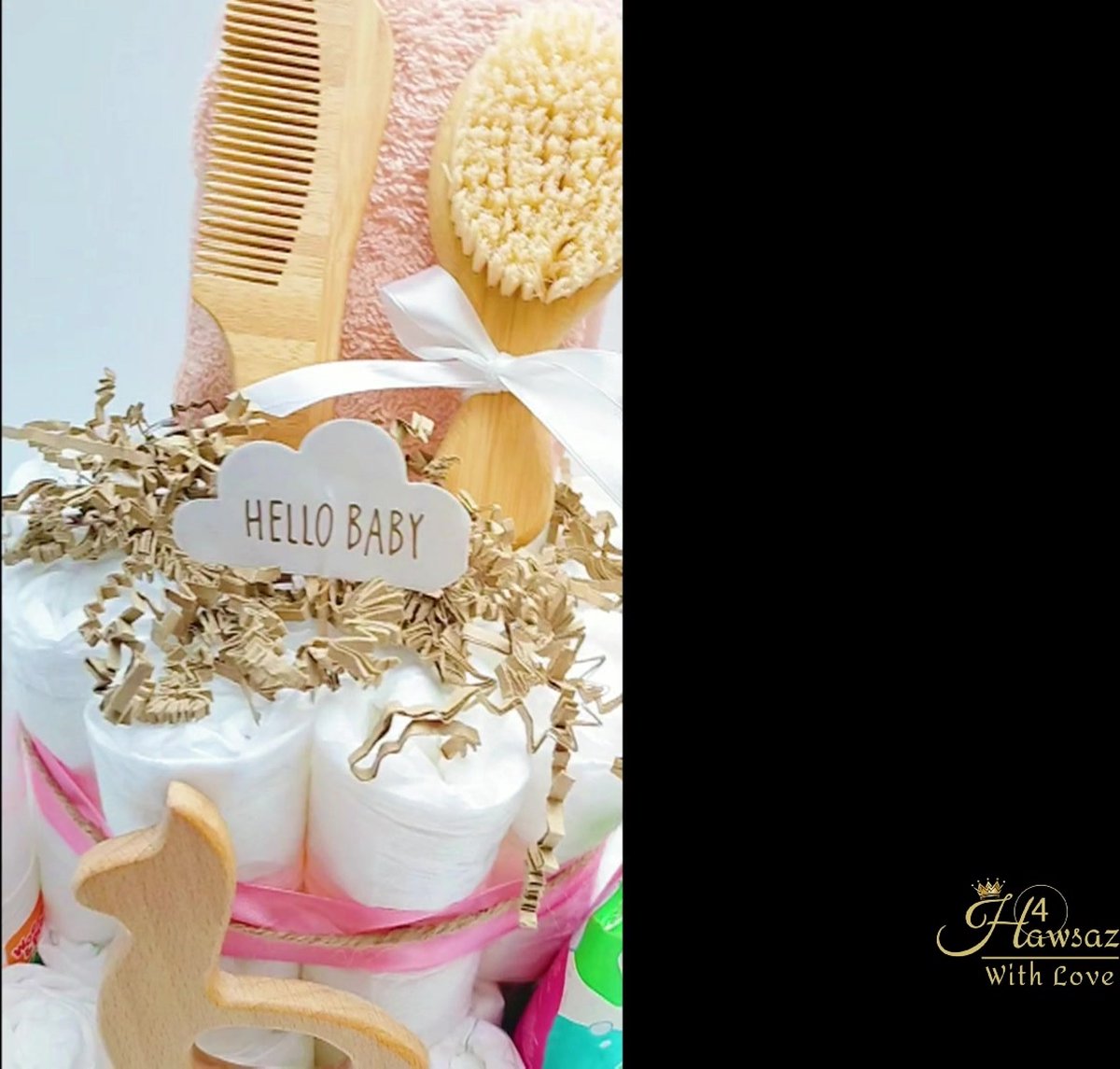 MilaBoo® 3 Tier Diaper Cake with Premium Products, Gift for Birth, Pink 3 Floors