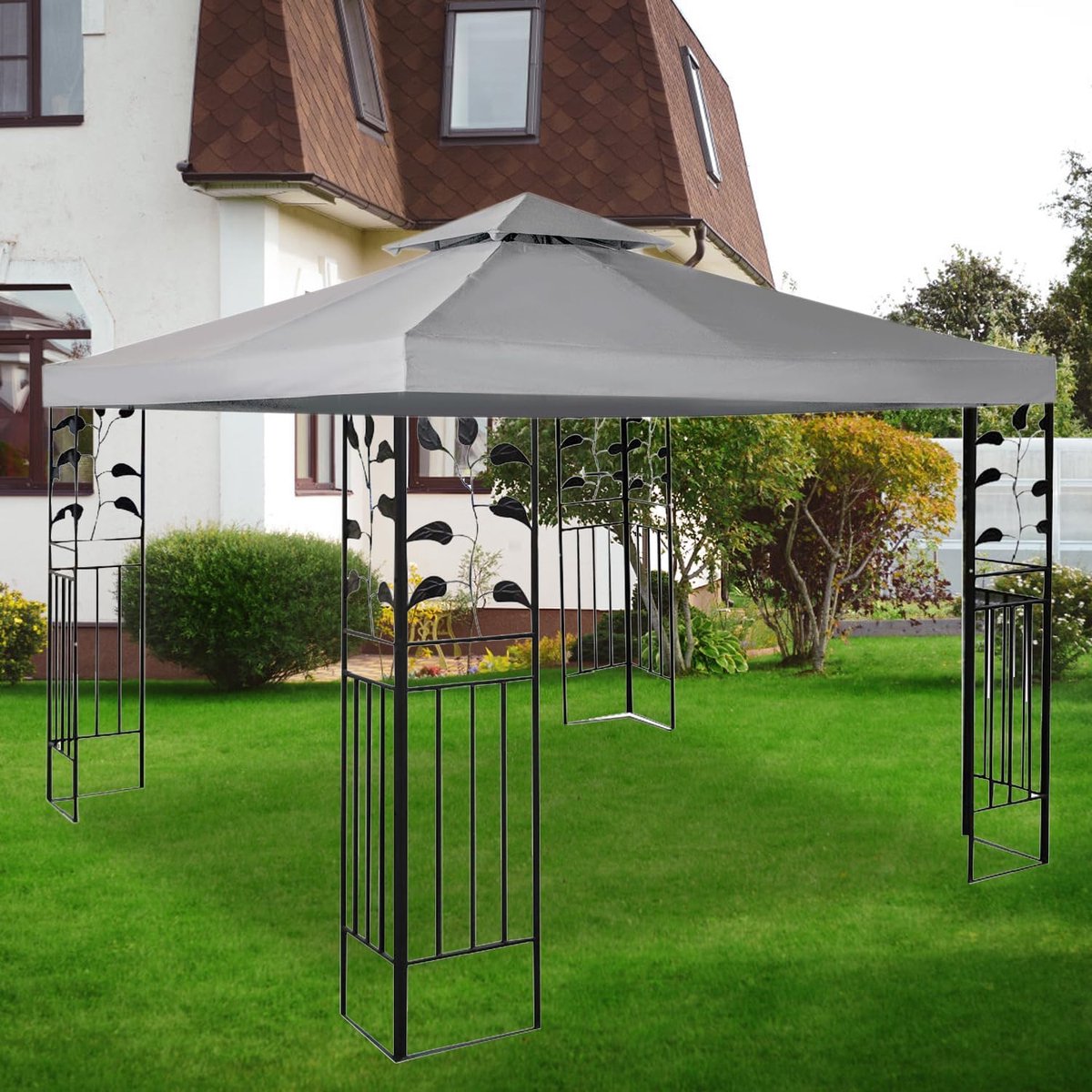 Outsunny vervangend dak voor paviljoen, waterdicht, UV-bestendig, 3 x 3 m, grijs