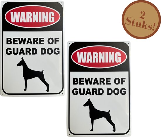 Homeson Waakbord Guard Dog - Pas op voor de hond - Hier waak ik - Wandbord - 2x