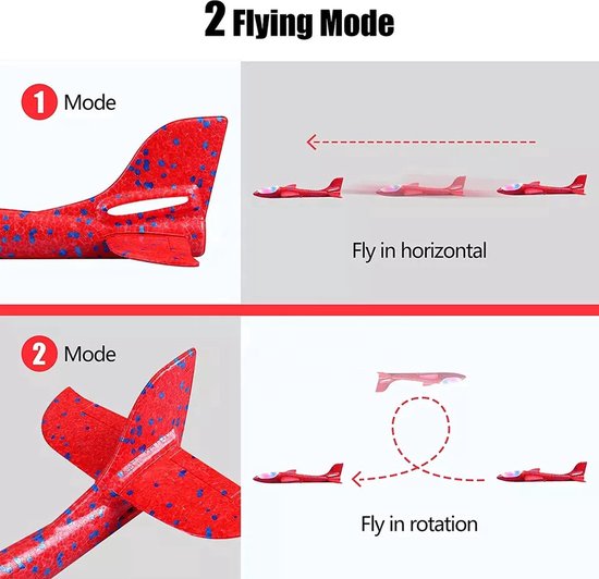 IBBO® - Planeur avec Siècle des Lumières XXL - Groot planeur - Avion Jouets rouge - Jouets jouet Enfants - Jouets de plein air - Jouet Jouets - Avion en mousse - Rouge