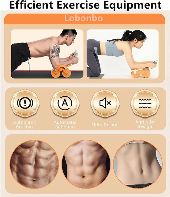 Buikspiertrainer Buikroller Automatisch Rebound The Abdominal Wheel Abdominale Artefacten Rollende Wielen Om Gewicht Te Verliezen Buikspieroefenwiel(Orange