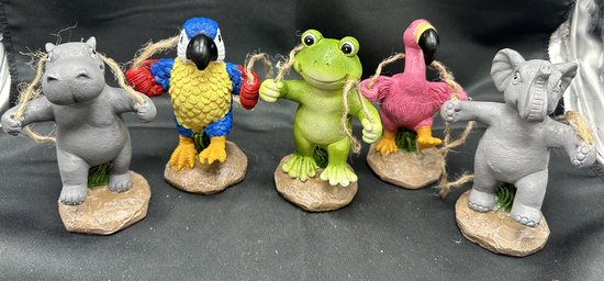 Hangende polyresin tuin dieren set van 5