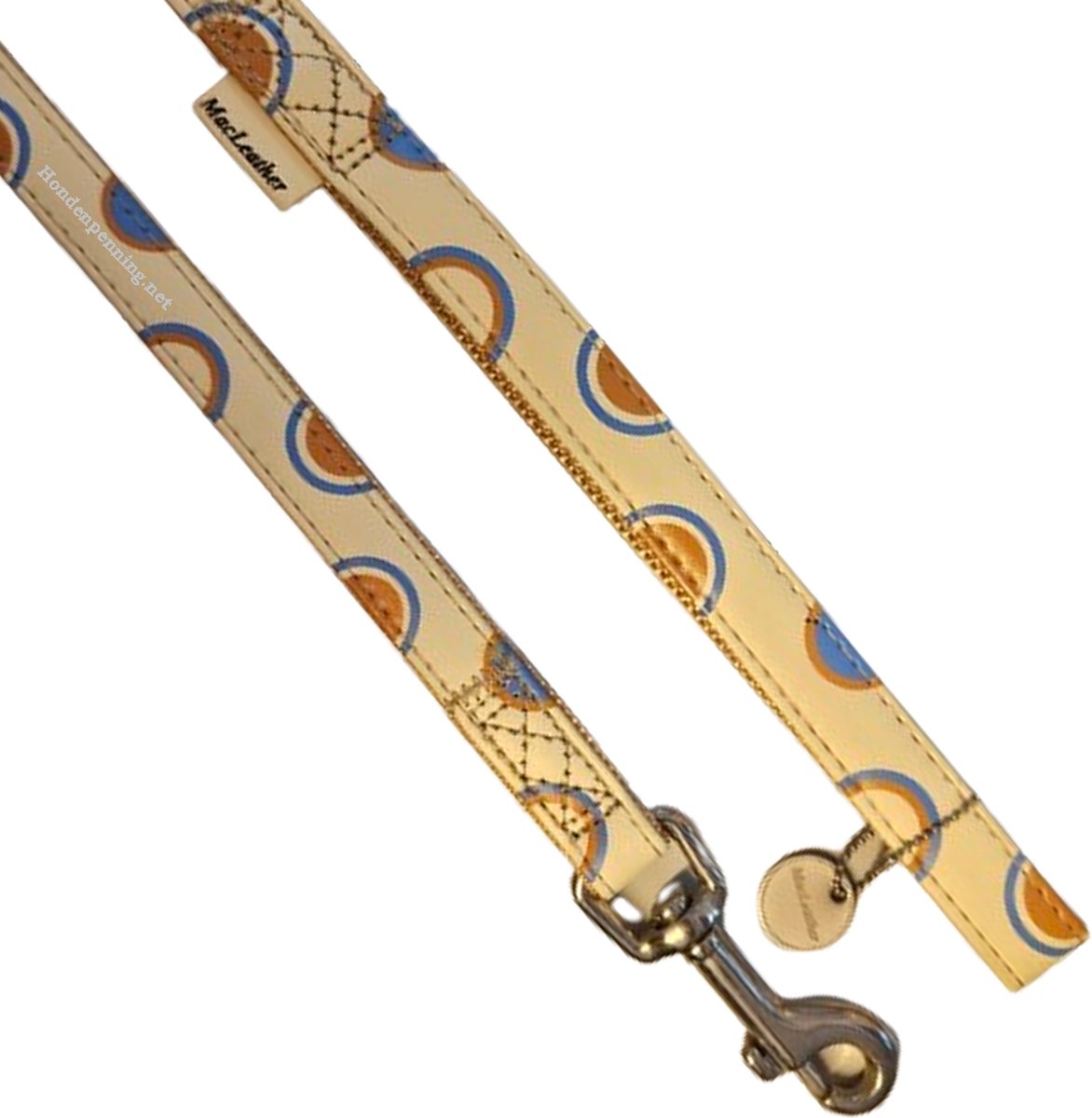 Hondenlijn MacLeather beige - 120 cm lang 20 mm breed (kleine tot middelgrote honden)