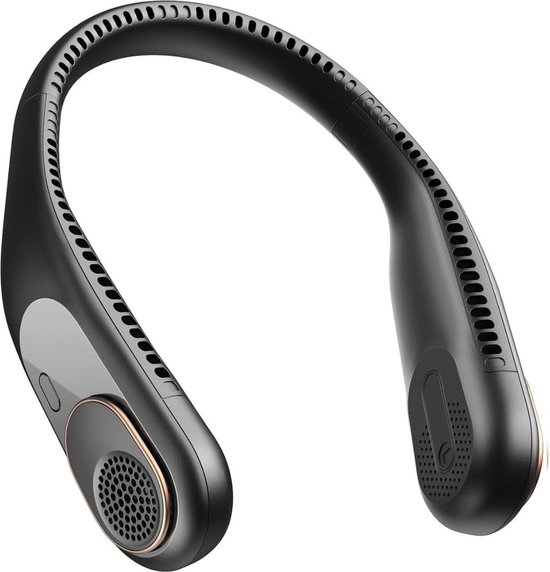 Draagbare nekventilator USB oplaadbaar 360° koeling, handsfree halsventilator met 3 snelheden, zwart