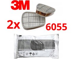 3M 6055 A2 origineel, Gas- en Dampfilter, beschermt je tegen organische dampen, voor half- en volgelaatsmaskers uit de 6000 en 7000 serie