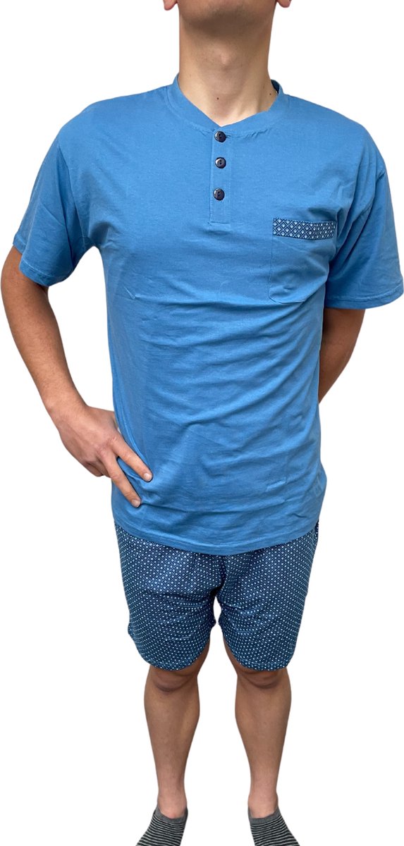 Cocodream Quality - Heren donker blauwe pyjama - Maat M - Mannen - blauw -