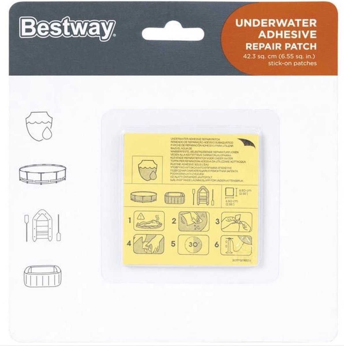 Bestway reparatieset 6,5 X 6,5 Cm Vinyl Transparant 10 Stuks