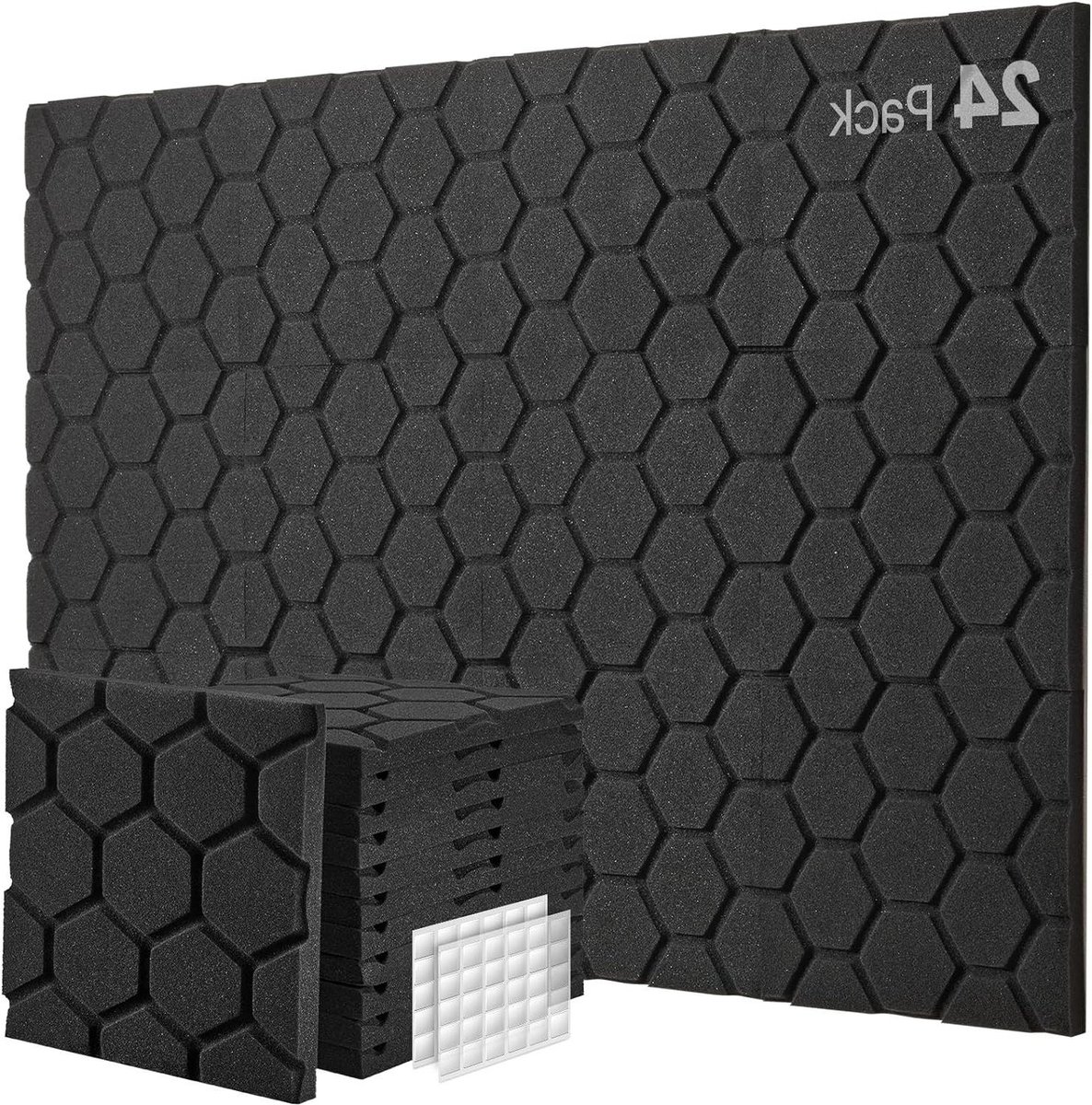 24 geluidsabsorberende akoestische panelen - 30x30x25cm - geluidsisolatie mat voor podcast studio en gaming - zwart acoustic panels