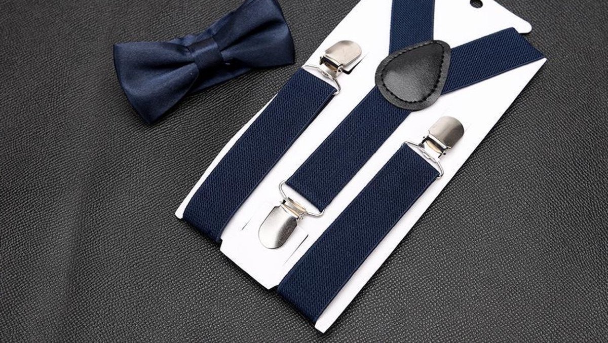 Finnacle - Bretels - Bretels voor kinderen - Kinderbretels & Vlinderstrik - Donkerblauw - 1-4 jaar - Bretels - Speciaal voor kinderen - Kerst outfit