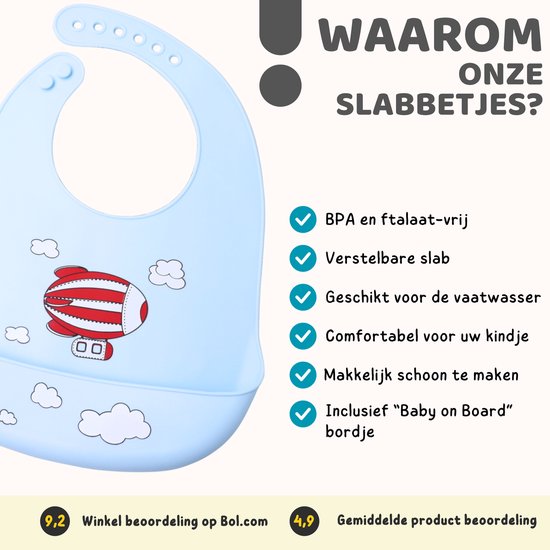 Bavoir en Siliconen Flouer avec plateau 2 pièces avec autocollant Bébé à bord - bavoir - bavoirs Bébé - bavoir - Bavoirs Bébé - sans BPA - Blauw et vert