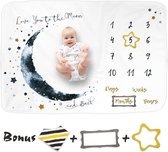 Luka&Lily Baby Maanden Deken voor Baby Jongen - 150x100cm - Babymaand Verjaardag - Groeidiagram voor hun Eerste Jaar - Babydeken als Babyaccessoires voor Fotografie