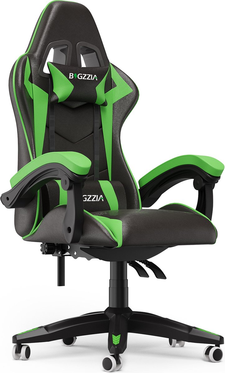 Gamerstoel - Ergonomische gamestoel - Gamerstoel met hoofdsteun en lendenkussen - 90°-135° verstelbaar - Zwart en Groen - Gamerstoel - €99,99