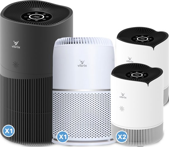 Vibrix Luchtreiniger Set C - Woonkamer en Slaapkamer - HEPA Filter - Ionisator - Luchtfilter - Air Purifier - Air Cleaner - PureFlow30 - PureFlow70 - Vortex20