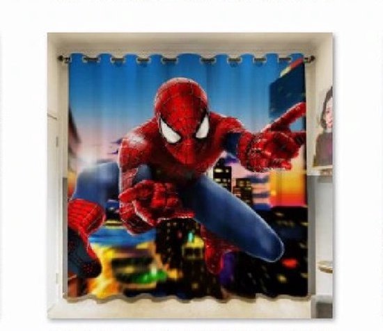 Gordijnen - Spiderman - kant en klaar - verduisterend - 138 x 100 cm ( 2 stuks van 69 cm )