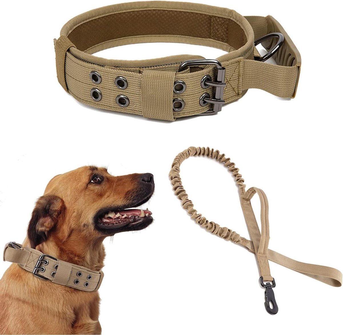 Tactische hondenhalsband met handvat,verstelbare Breed hondenhalsband voor grote honden militaire hondenhalsband reflecterend Nylon Halsband voor middelgrote en grote honden training (L Tactische hondenhalsband met handvat,verstelbare Breed hondenhalsband voor grote honden militaire hondenhalsband reflecterend Nylon Halsband voor middelgrote en grote honden training (L
