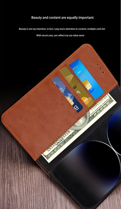 Elite Bookcase Adapté pour : Coque iPhone 15 - Porte-cartes - Portefeuille - Simili cuir - Rose