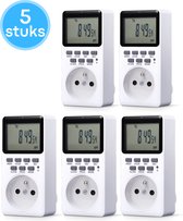 Membeli Tijdschakelaar voor Binnen - Makkelijk te monteren - Type E - Schakelklok Stopcontact - Digitaal - 5 stuks - Timer Schakelaar - LCD Display - Tijdschakelklok