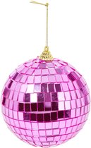 Ornament Discobal Glass Pink 10cm - 2 stuks