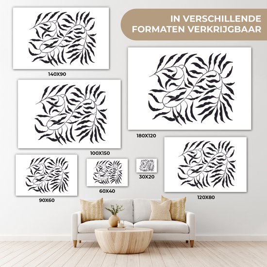 Peinture sur toile 150x100 cm - Décoration murale Feuilles - Plantes - Bohème - Wit - Abstrait - Décoration murale salon - Décoration chambre moderne - Tableaux abstraits
