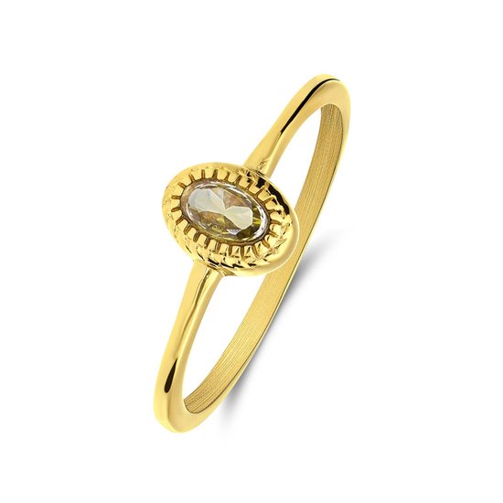 Lucardi Dames Stalen goldplated vintage ring - Ring - Staal - Goudkleurig - 18 / 57 mm