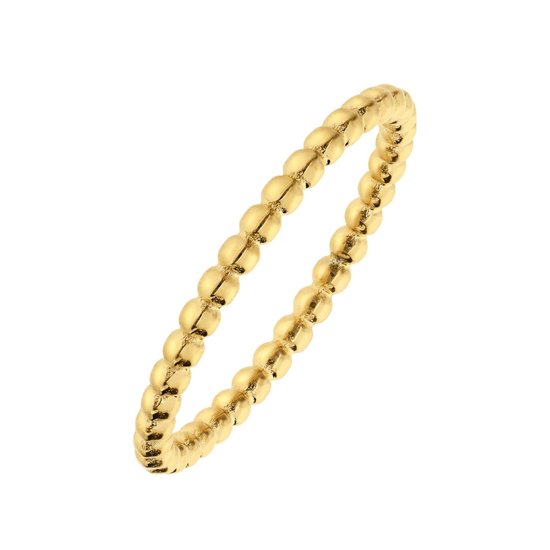 Lucardi Dames Stalen goldplated ring bolletje 2mm - Ring - Staal - Goud