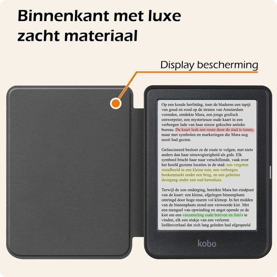 Hoesje Geschikt voor Kobo Clara Colour Hoes Book Case - Hoes Geschikt voor Kobo Clara Colour Hoesje Book Cover - Grijs van Hoesje  — afbeelding 4