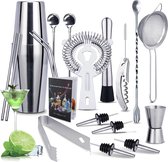 Cocktailset - Roestvrij Staal - Cocktails hakerset - 20-delige Cocktail Barset - Barkeeper Set - Cocktailmix Set - 750 ML