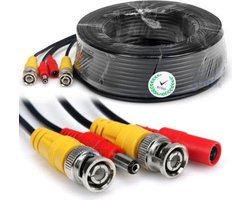 Teceye - CCTV Kabel- Coax Kabel - BNC Kabel - 50 Meter - Met voeding - BNC RG59 - beveiligingscamera kabel