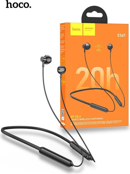 Hoco ES67 Écouteurs Bluetooth avec Tour de Cou Idéal pour le Sport Zwart