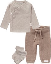 Noppies - Kledingset - 3 delig - Broek Grover Knit Taupe - Shirt nanyuki - 1 paar sokjes taupe - Maat 56