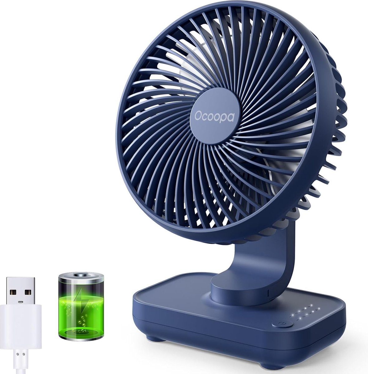 USB-tafelventilator met batterij van 4000 mAh, oplaadbaar, draagbare mini-tafelventilator van 12 cm, 4 snelheden