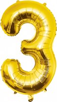 Folie ballon cijfer 3 jaar cijferballon verjaardag versiering goud 86 cm