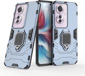 Oppo Reno 11F Hoesje - MobyDefend Dubbelgelaagde Pantsercase Met Standaard - Blauw - GSM Hoesje - Telefoonhoesje Geschikt Voor Oppo Reno11 F