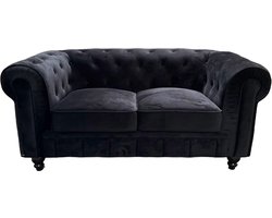 Chesterfield Bank - 2 Zits - Velvet zwart - fluweel - Sofa Chesterfield Bank - 2 Zits - Velvet zwart - fluweel - Sofa