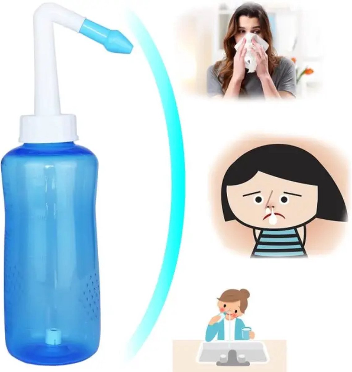 Goedkoopste Neti Pot & Peri Bottle 2-in-1 Mobiele Bidet, Neusdouche voor Volwassenen & Baby - Neusspoeler zonder Nasaal Spoelzout - Neuszuiger & Neusreiniger Baby - Ideaal voor Hooikoorts Verlichting - Multifunctioneel - vaginale douche