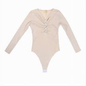 Dilena fashion bodysuit met knopen ecru