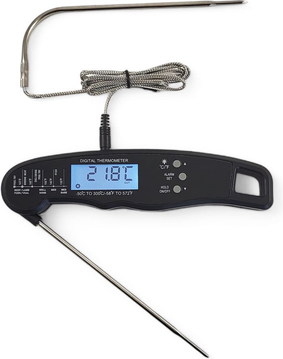 Bol.com Keukenthermometer met Draad – Digitale BBQ thermometer - Vleesthermometer keuken - Kernthermometer - Temperatuur range -... aanbieding