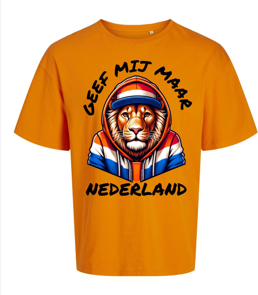 Shirt Oranje - Geef mij maar Nederland - Leuk voor het EK Voetbal Leeuw - Maat M