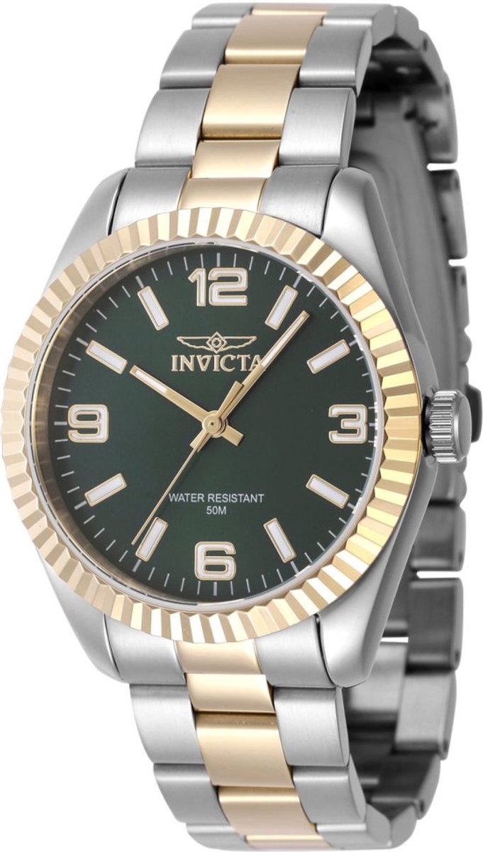 Invicta Specialty 47470 Dames Horloge - Waterdicht - Analoog - Quartz Uurwerk - Roestvrij Staal met groene Wijzerplaat - 36mm