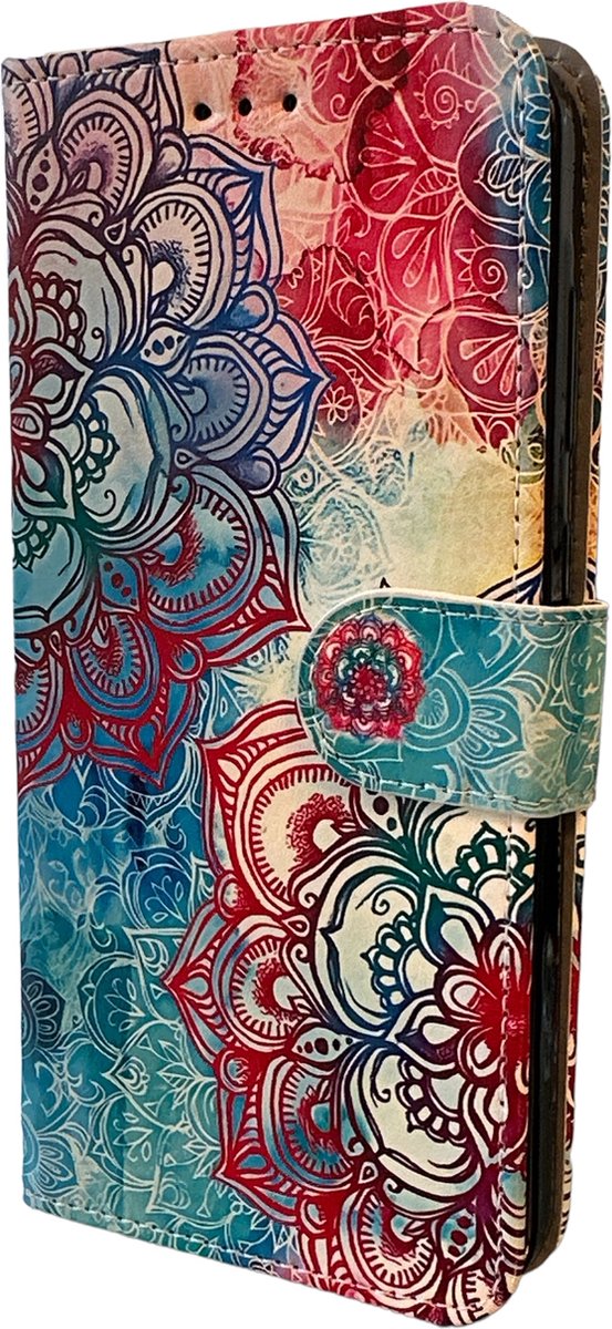 Elite Bookcase Geschikt voor: iPhone 14 Pro Max hoesje - Pasjeshouder - Portemonnee - Kunstleer - Mandala Print