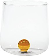 Handgemaakte Zafferano Bilia Tumbler van transparant glas - gekleurde glazen bol - Set van 6 - Goudgeel - Luxe glazen drinkglazen 44 x 90 x 88 mm